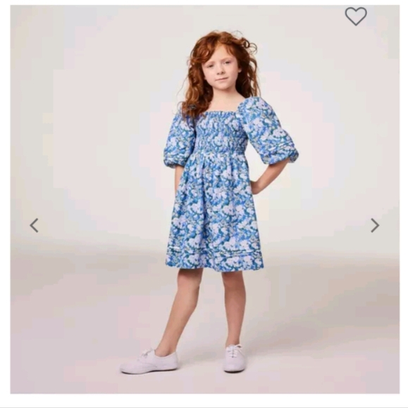 Janie And Jack The Natalie Floral Smocked Bubble Sleeve Dress Sz 2t - Picture 1 of 6